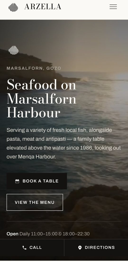 Arzella, mobile homepage